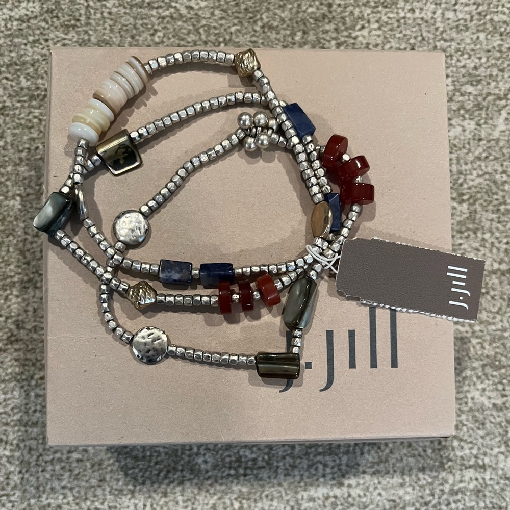 J.Jill Mixed Metal and Bead Stretch Bracelets